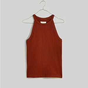 Madewell Mahogany Ribbed Cutaway Crewneck Tank